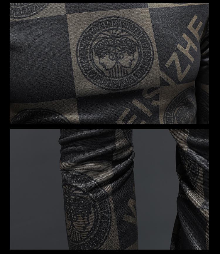 Autumn Men's Plaid Round Neck Hoodie, Casual Luxury Print Design, Versatile Fashion Layer