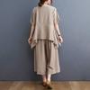 Plus Size Summer Outfit Two Piece Set Slimming Faion Casual Wide Leg Pants Ort Sve Cover Up Top Cotton Blend