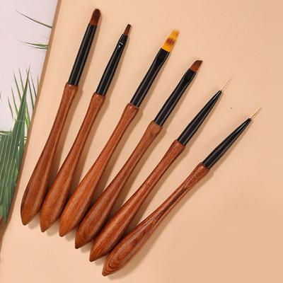 Yousheng Nail Painting Pen Soft Bristle Non-shedding Fine Brush Strokes DIY Gourd Handle Sandalwood Pen Holder Nail Pulling Line Pen Nail Salon Supply