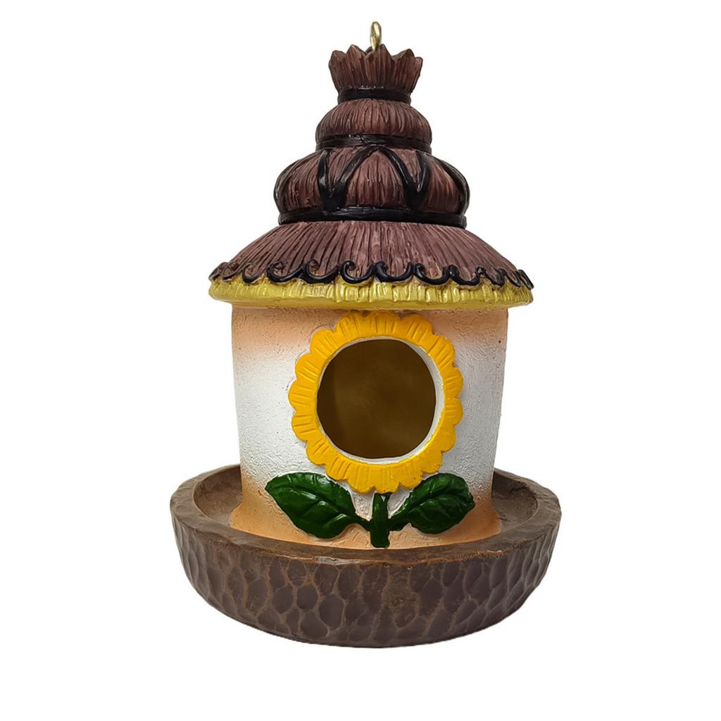 Bird Feeder, Hummingbird House Decoration, Garden Courtyard Bird House Resin Handicraft Pendant Bird Feeding Ornament