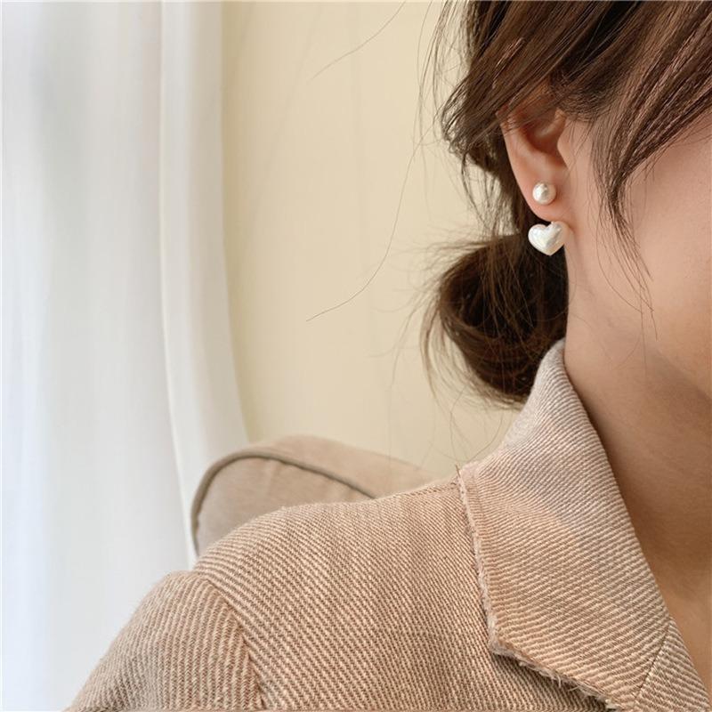 Cute Korean Earrings Heart Bling Zircon Stone Rose Gold Color Stud Earring for Women Fashion Jewelry Fine Earrings New Gift