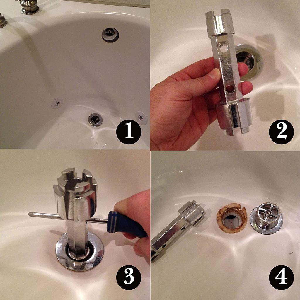 Portable Tub Drain Remover Wrench Metal Alloy Tub Dual Ended Drain Wrench