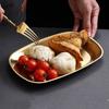 Portable Picnic Dinner Plate Stainless Steel Food Serving Tray Dessert Salad Plate  BBQ Party