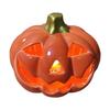 Light Up Halloween Decoration Ceramic Carved Pumpkin Skull Bat Figurine LED Tabletop Ornament for Desk Decor