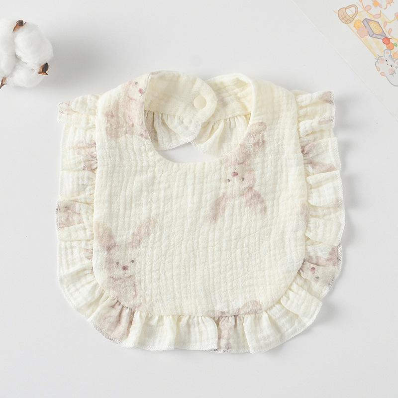 Ruffle Baby Drool Bibs: Pure Cotton Printed Lace Bibs