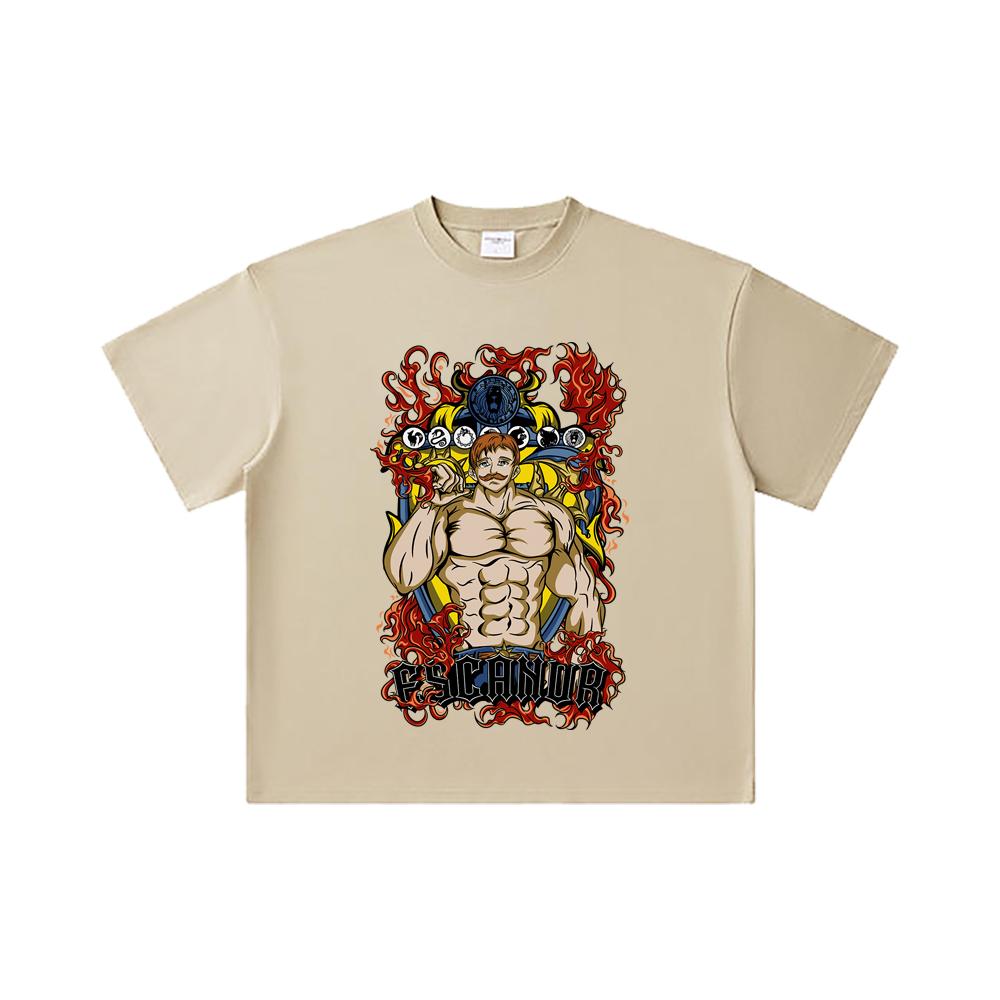 260 GSM Double Yarn 32 Count 100% Cotton Seven Deadly Sins V4 Escanor Print Unisex Heavy Cotton T Shirt