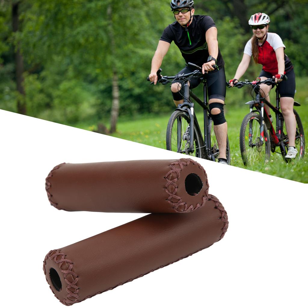 Bike Handlebar Grip Retro PU Leather   Handle Grips   Wear Resistant Handlebar Cover