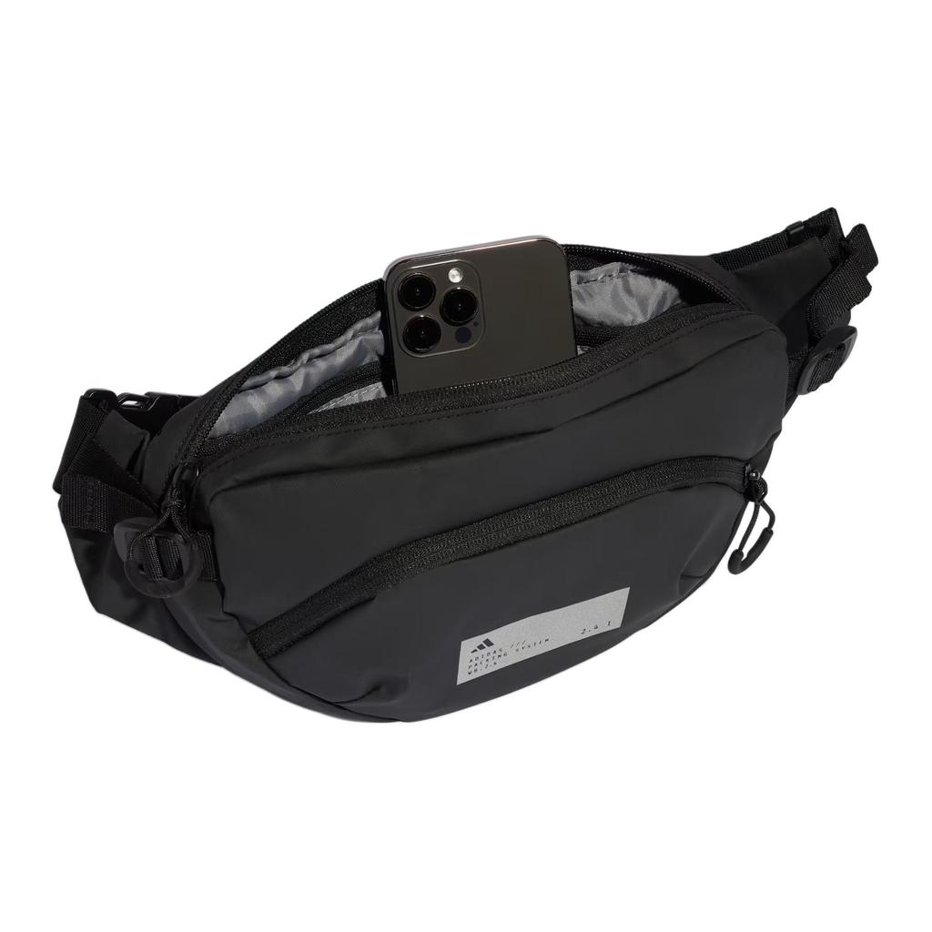 adidas Letter Logo Printed Portable Durable Polyurethane Waist Bag Unisex Waist Bag Black KE0355