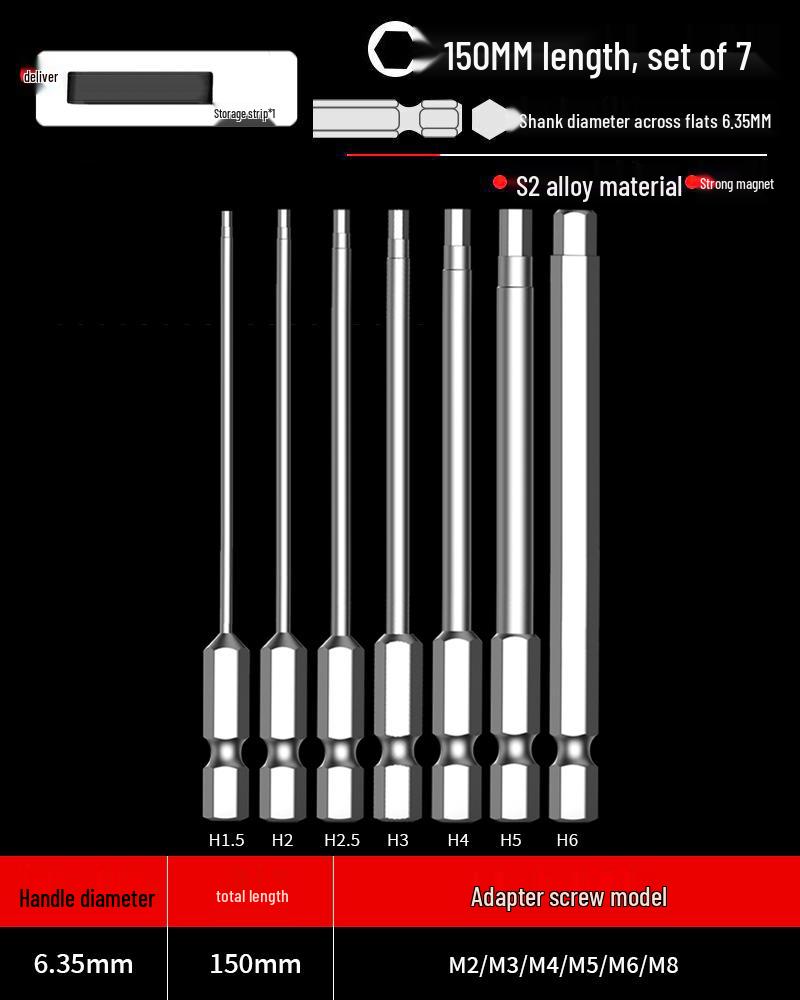 Hexagonal Screwdriver Bit Extension for Electric and Air Screwdrivers