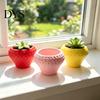 Unique Home Office Decor Strawberry Succulent Planter Pot, 3D Printed Cute Shape Small Plant Mini Ceramic Style Decorative Flower Pot for Cactus Herb,