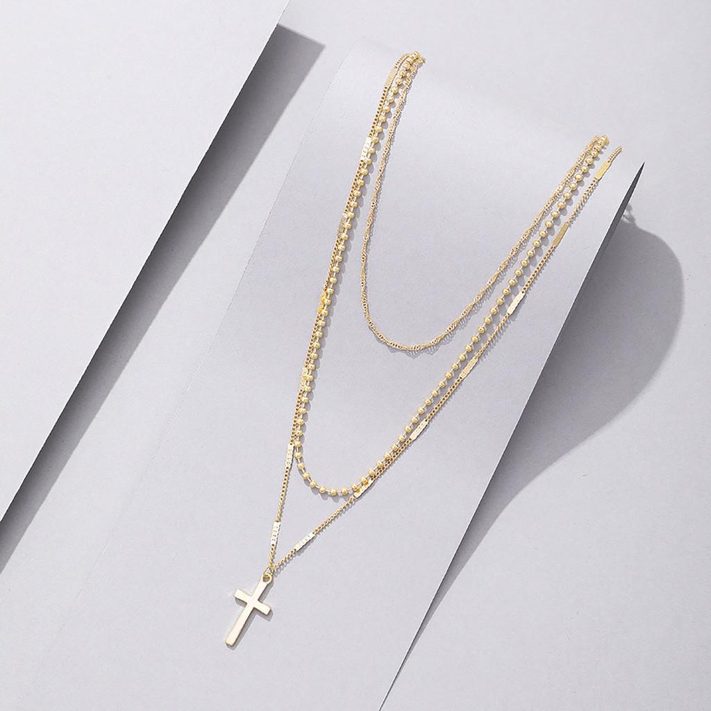 Stylish Alloy Cross Pendant Necklace In Trendy Gold And Silver For Fashion Womens