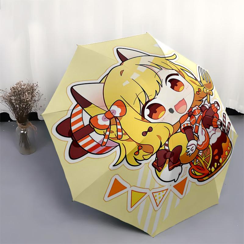 1 Stück Outdoor-Schirm mit süßem Katzenmädchen-Design - Automatisches Öffnen/Schließen, Tragbares 3-fach faltbares Design, 8-Speichen-Eisenrahmen - Perfektes Geschenk für Fans, Tra
