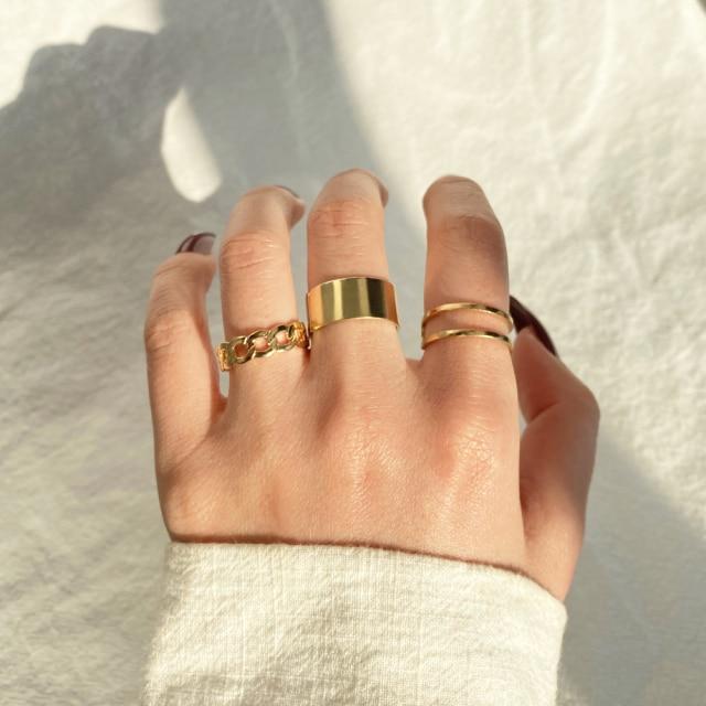 Zovoli Punk Cool Hiphop Women Chain Rings Multi Layer Adjustable Open Finger Rings Set Metal Alloy Man Rings Event Gathering Souvenir Present