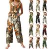 Womens Casual Overalls Jumpsuits Adjustable Straps Sleeveless Print Comfy Rompers With Pocket