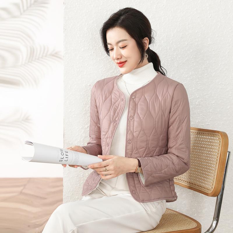 Women's winter new down cotton liner close-fitting warm cotton clothes Women's velvet thickened round neck short cotton-padded clothes
