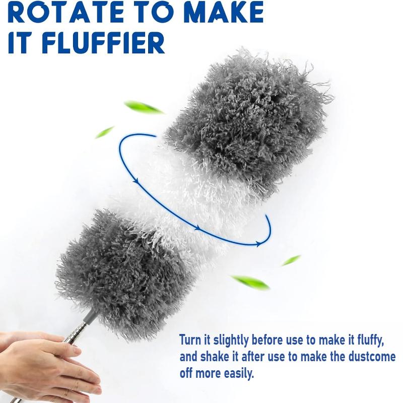2.8M Duster Brush Microfiber Duster Extendable Curved Ceiling Cleaning Broom Household Electrostatic Dust Collector
