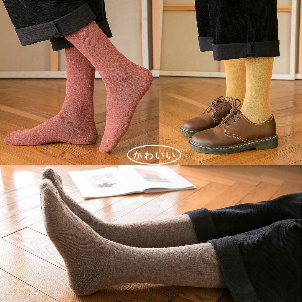 TsujiYa Thick Warm Socks for and Cute and Warm and Comfortable for Cold Made of Cotton with a Fleece Lining and Odor Sizes Set of Women's Knee-High