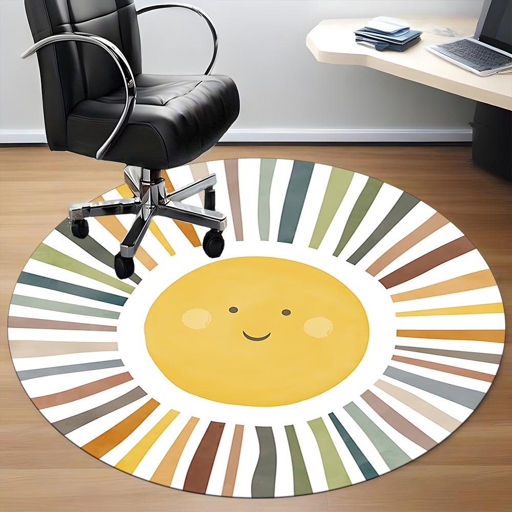 1pc Sunshine Spectrum Office Round Area Rug, Indoor Mat Suitable ForOffice, Under Office Chairs Bedroom Living Room Home Decor, Room Deco U52