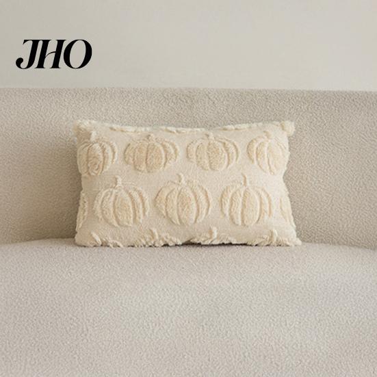 Super Soft Velvet Pillow Covers Pumpkin Pattern Pillowcase Solid Color Hide Zipper Wool Fabric Case Halloween Cushion Cover Home Decor Back