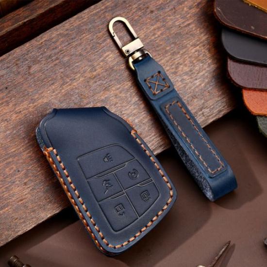 Leather Remote Car Key Cover Case Fob Holder Shell For GMC Yukon Chevy Suburban