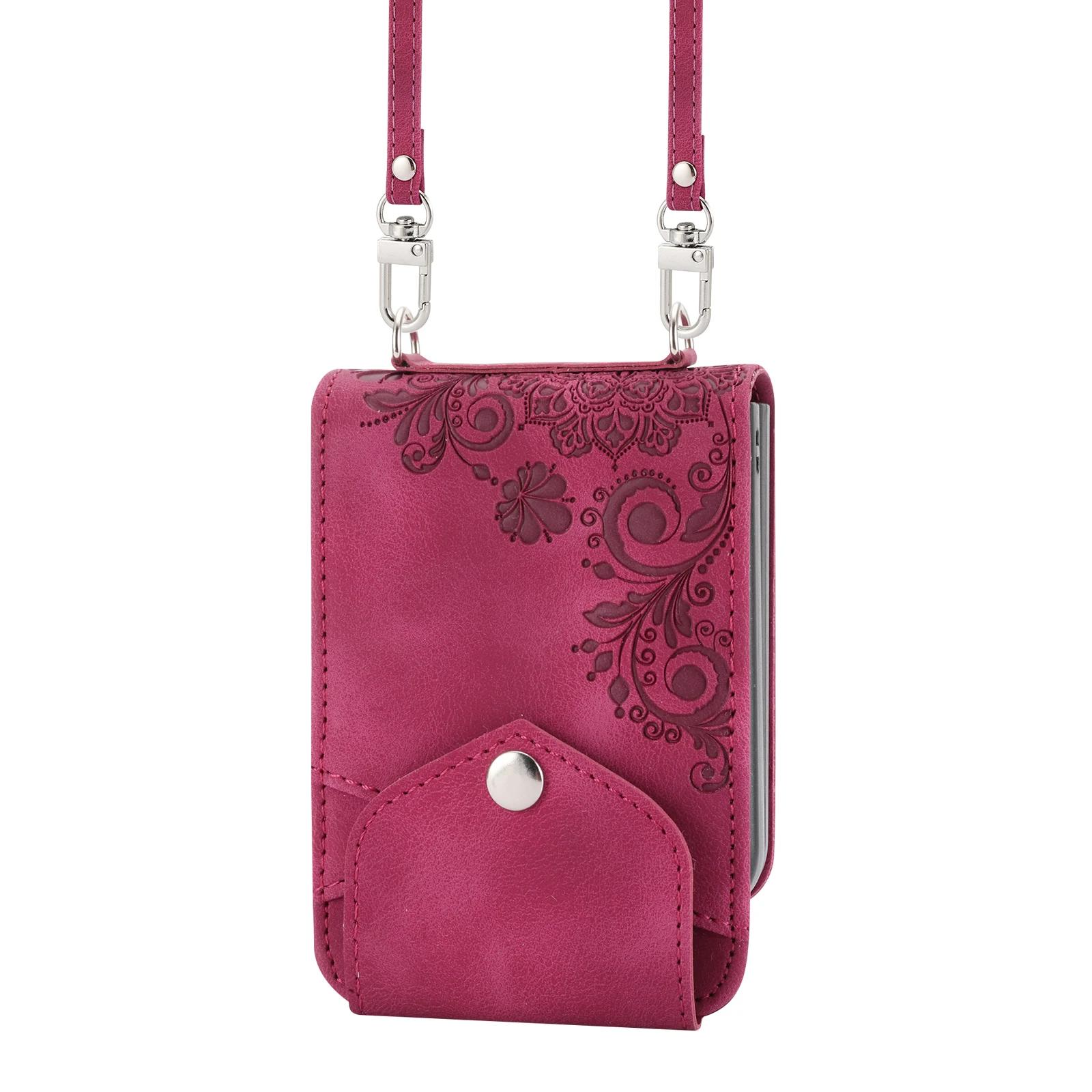 

Crossbody Lanyard Wallet Cards Solt Flower Emboss Leather Case for Samsung Galaxy Z Flip 7 6 5 4 Flip5 Flip4 5G Cover Bag Fundas for Samsung Z flip 7