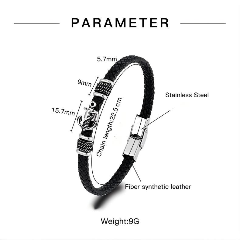Mens Bracelet with Anchor Retro Weaving Leather Bracelets Personalized Stainless Steel Korean Anti Tarnish Jewellery ALN25123240