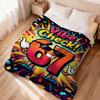Funny Vibe Check 67 Flannel Blanket Retro Cartoon Number Print Soft Warm Throw Blanket for Sofa Bedroom Home Decor Multiple Size