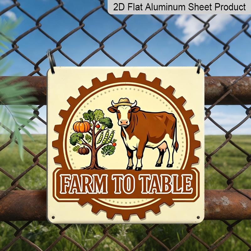 

2D Flat, 1pc, Outdoor Wall Art, Farm To Table Sign, Kitchen Wall Art, Dining Room Decoration, Country Market Display, Rustic Farmhouse Style, Vintage 20*20cm
