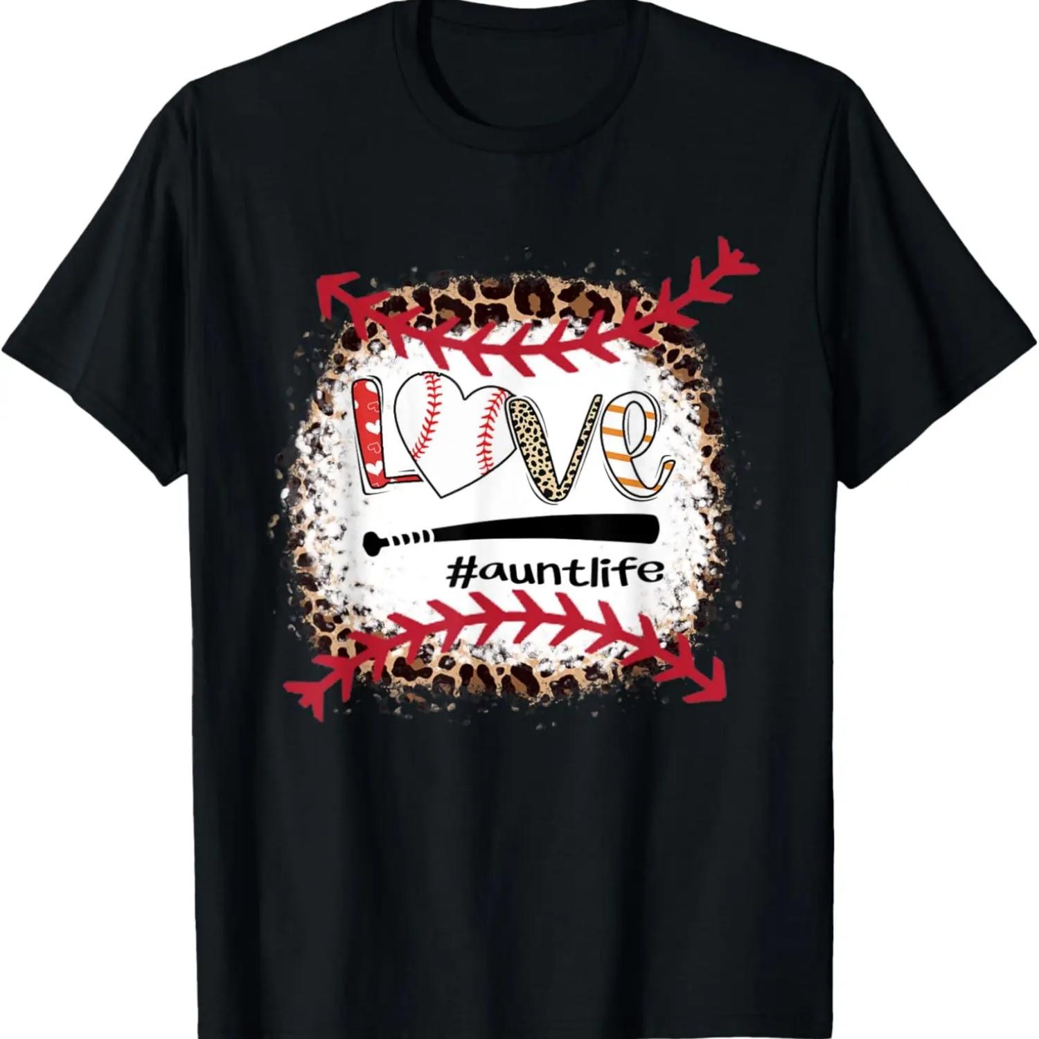 

Люблю бейсбол Тётя Футболка с леопардовым принтом Выбеленная футболка XXXXXL чёрный