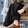 2026 High-End Black Women's Petite Wide-Leg Drape Suit Pants for Spring/Summer