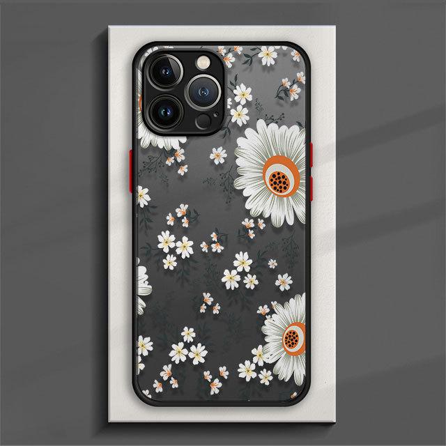 Matte Phone Case For Samsung Galaxy S23 S22 S21 S20 Fe Ultra S10 S9 S8 Plus S10e S10lite Note 10plus 20ultra 8 Dark Blue Flower