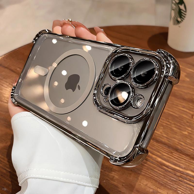 For Magsafe Shockproof Plating Phone Case For iPhone 16 15 14 13 12 11 Pro Max Plus Cover For Iphone 16 Pro Max Magnetic Cases