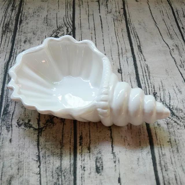 White Conch Ceramic Plates Snack Fruit Dishes Cake Plate Candy Dish Salad Tray Porcelain Tableware Decor Dinnerware