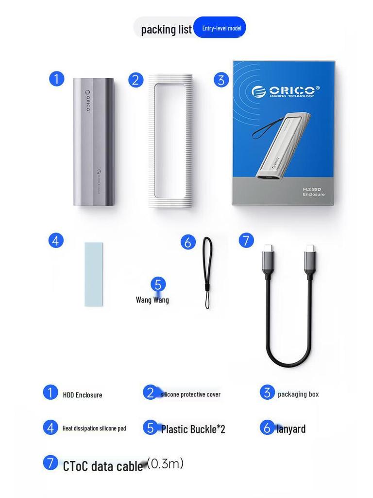 Orico NVMe M.2 SSD Box, Type-C 3.2 External Drive Enclosure.