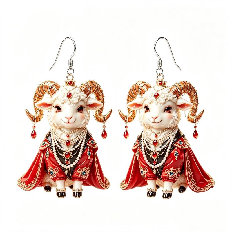 Cartoon Sheep Earrings 1 Pair 2D Flat Acrylic Animal Jewelry Hypoallergenic for Animal Lovers Party Wear Perfect Gift