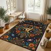 Cosmic Floral Theme Soft Crystal Velvet Rug Custom Name & Text Print Non Slip Floor Rug for Bedroom Living Room