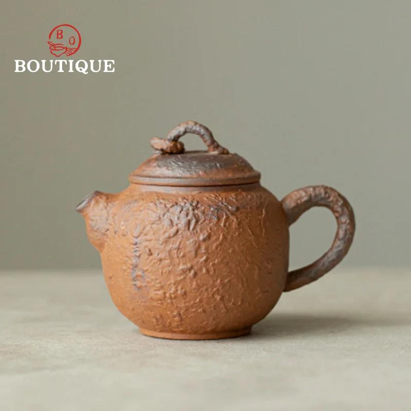 Old Rock Mud Handmade Teapot Tea Pot Puer Tea Kettle Chinese Yixing Tea Pots Ceramics Tea Maker 100ml Tea Tool Yunnan Pu'er Tea