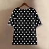 Damen Modisches Und Lässiges Shirt Halbarm Rundhals Print Baumwolle Und Leinen Bluse Top