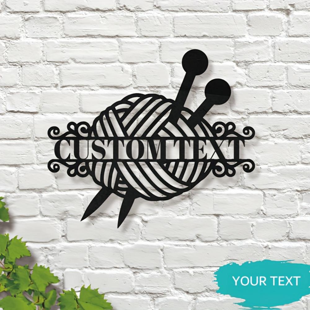 Custom Metal Wall Art Sign Personalized Gift for Knitting Crochet Lovers Home Decor
