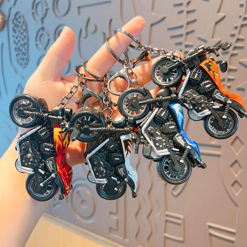 Cartoon Mini Harley Motorcycle Pull-Back Toy & Keychain Pendant Gift