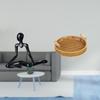 Creative Abstract Thinker Sculpture And Woven Fruit Basket Decorative Figurine for Unique Desktop