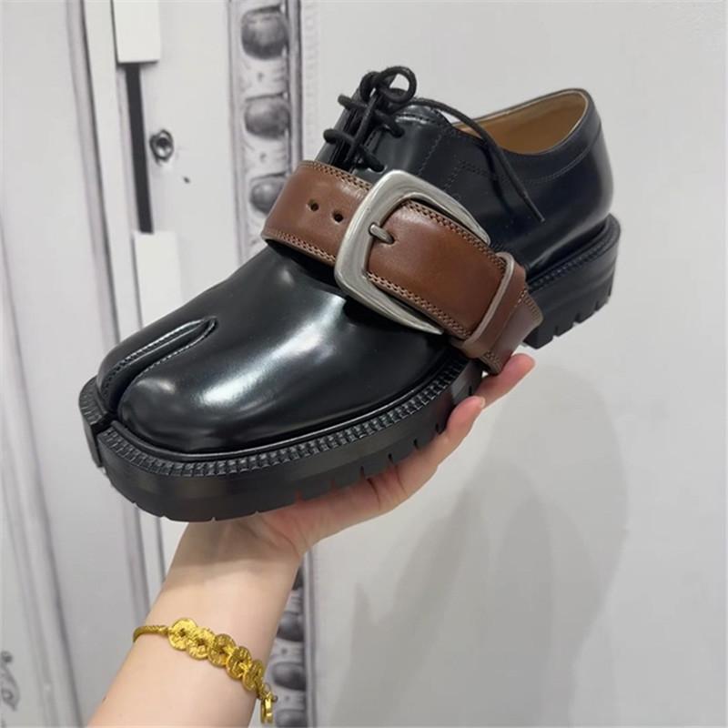 Women Autumn Ankle for Woman's Round Toe Lace up Thick Belt Buckle Ladies Split Square Heels Casual for Adult Women