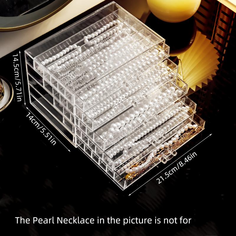 Transparent Cover Necklace Display Case, Jewelry Tray with Clear Lid, Necklace Storage Box