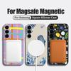 Grid Seaside Whale Print Case For Samsung Galaxy S26 Ultra S25 FE S24 S23 S22 Plus S21 FE Built-in Metal Plate Magnetic Silicone Cover