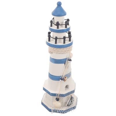 Wood Lighthouse Vintage Mediterranean Style Size 23 Home Office Decoration Sturdy Handcrafted Tabletop Ornament Lighthouse