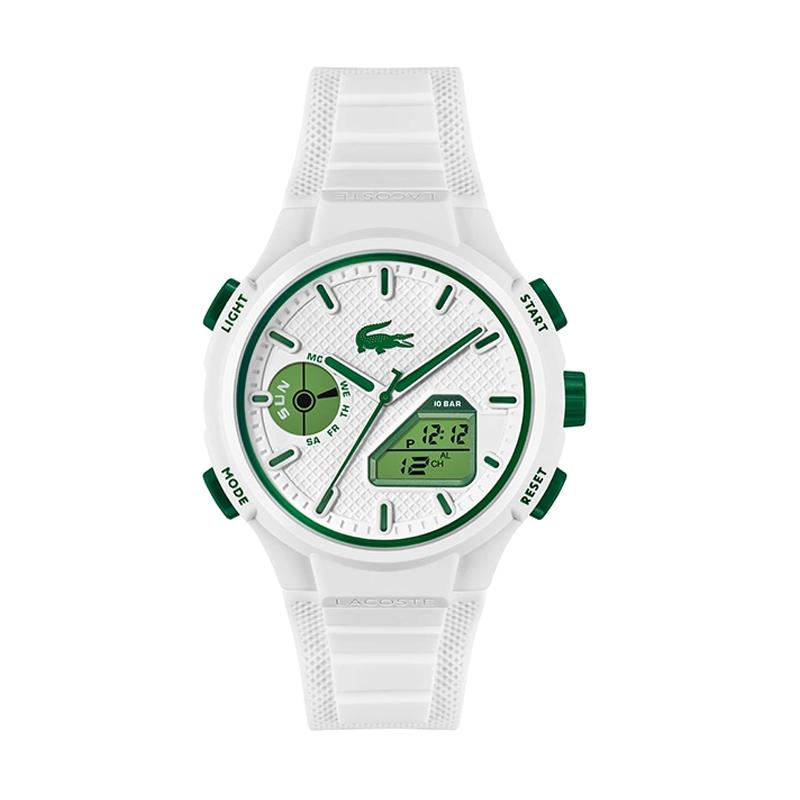 Lacoste L33 Series Watch Quartz Movement Silicone Strap White Dial Men watches Green Blue 201136 2011364