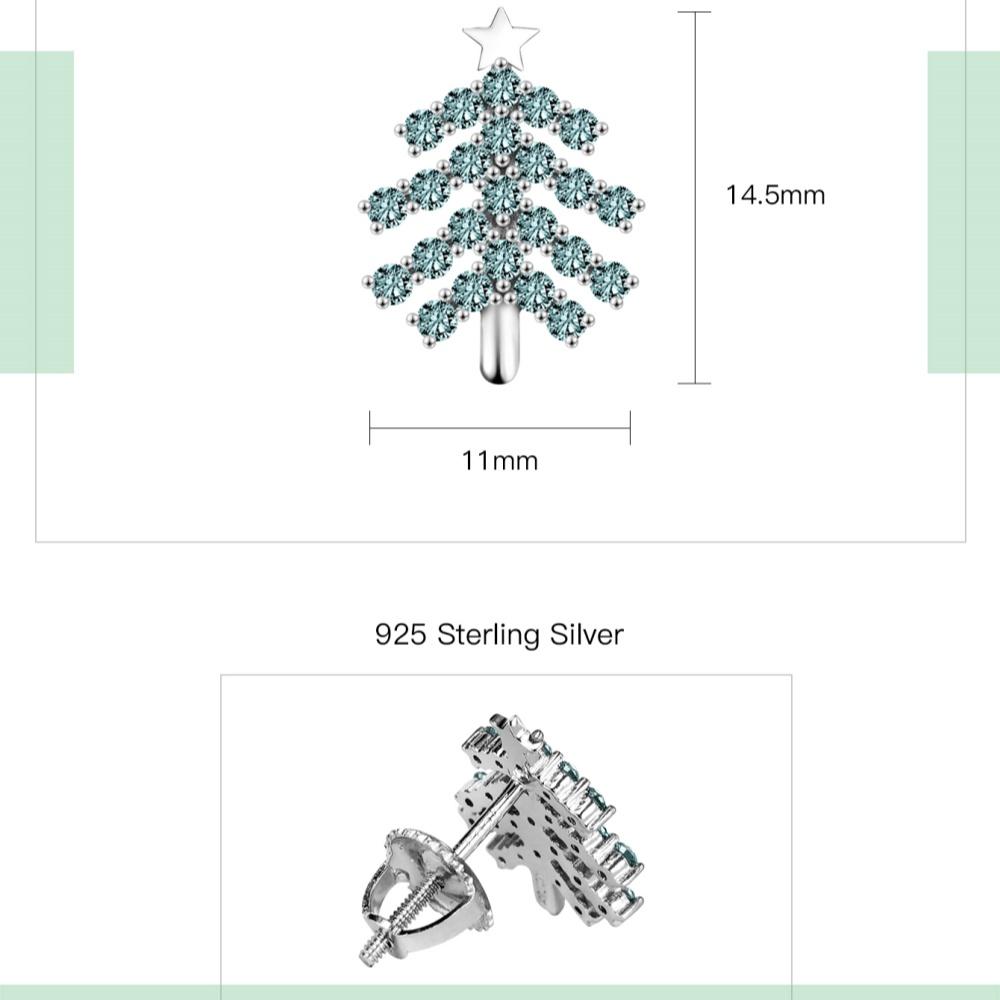 S925 Sterling Silver Christmas Trees Earring Green Moissanite Stud Earrings