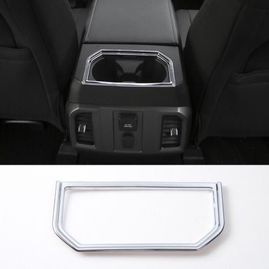 

Armrest Box Rear Cup Holder Cover Trim Decor Frame for Ford F150 2016-19 Chrome