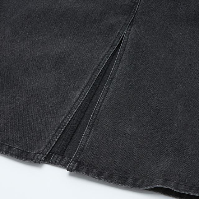 LAP Long Slim Slit Denim Long Sleeve Dress Aq3Do861