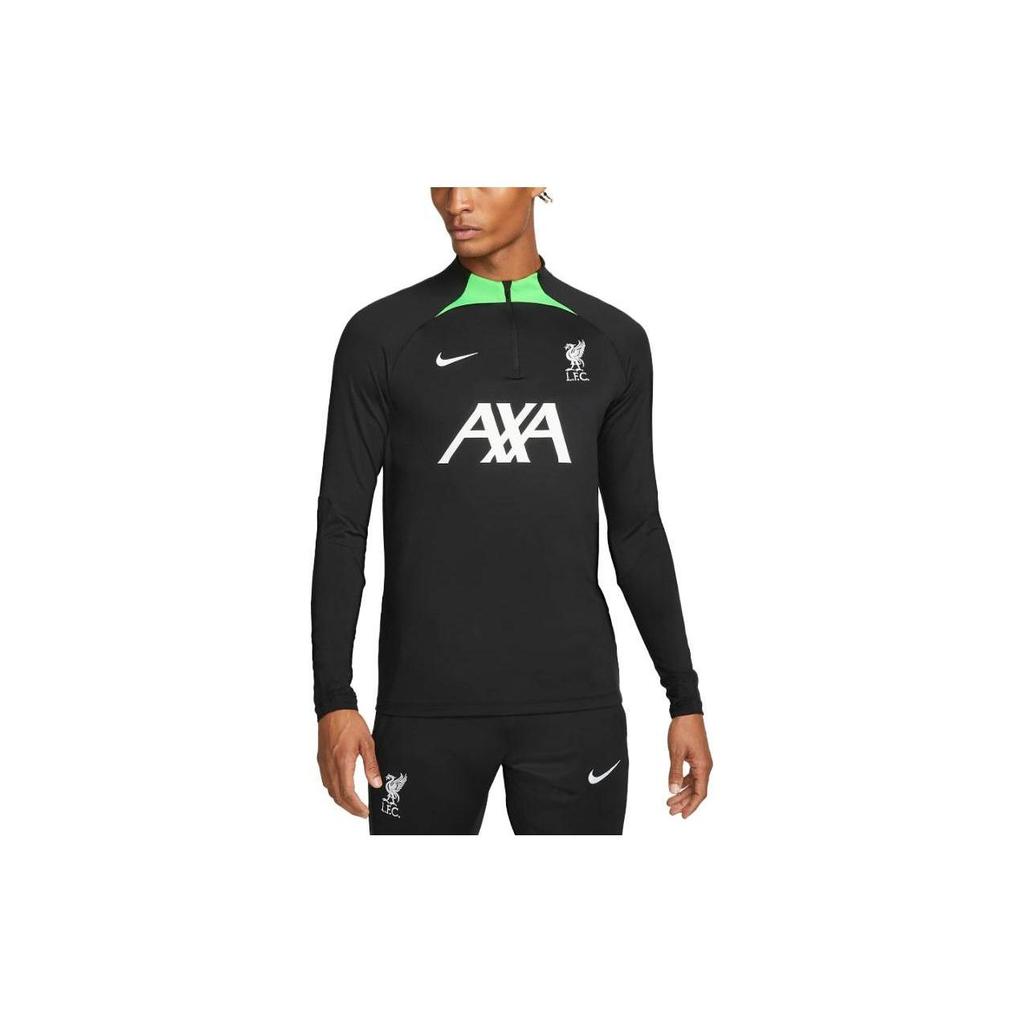 Nike Liverpool F.C. Strike Letter Print Long Sleeve Mock Neck Football Shirt Men tops Black DX3106-014